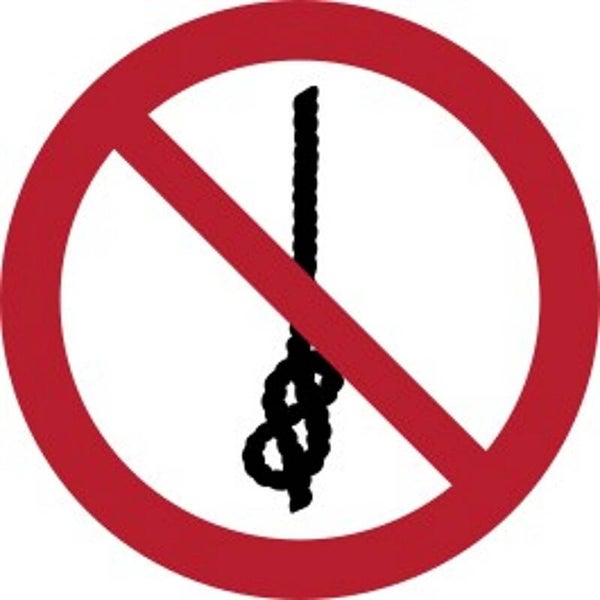 Aufkleber -  P030 Knoten von Seilen verboten   - ISO DIN 7010 - Verbotszeichen - versch. Größen