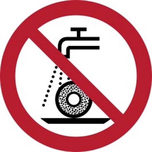 Aufkleber -  P033 nicht zulässig für Nassschleifen   - ISO DIN 7010 - Verbotszeichen - versch. Größen