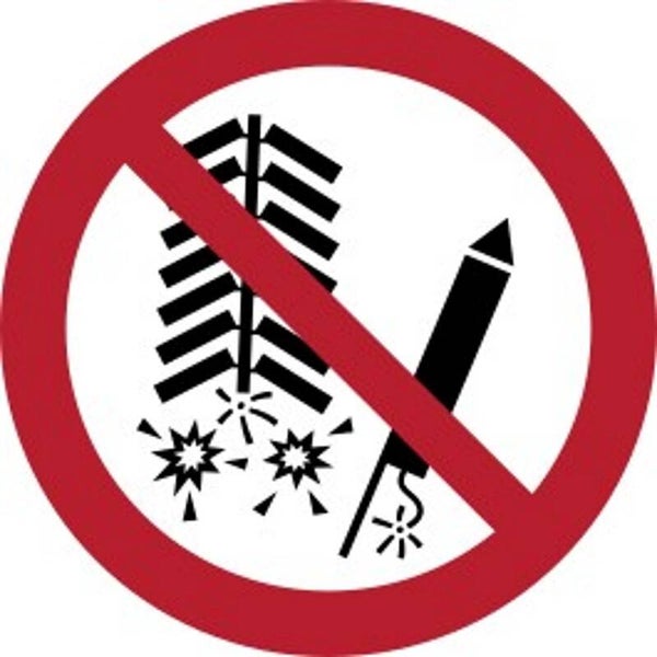 Aufkleber -  P040 Feuerwerk zünden verboten  - ISO DIN 7010 - Verbotszeichen - versch. Größen