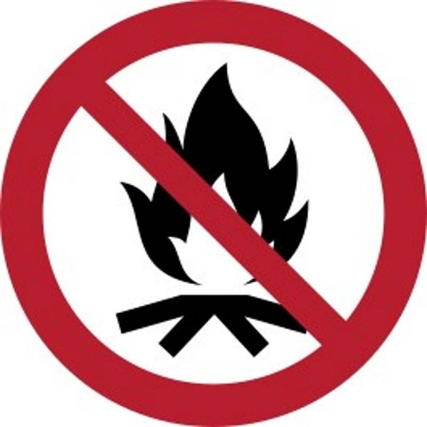 Aufkleber -  P045 Lagerfeuer verboten  - ISO DIN 7010 - Verbotszeichen - versch. Größen