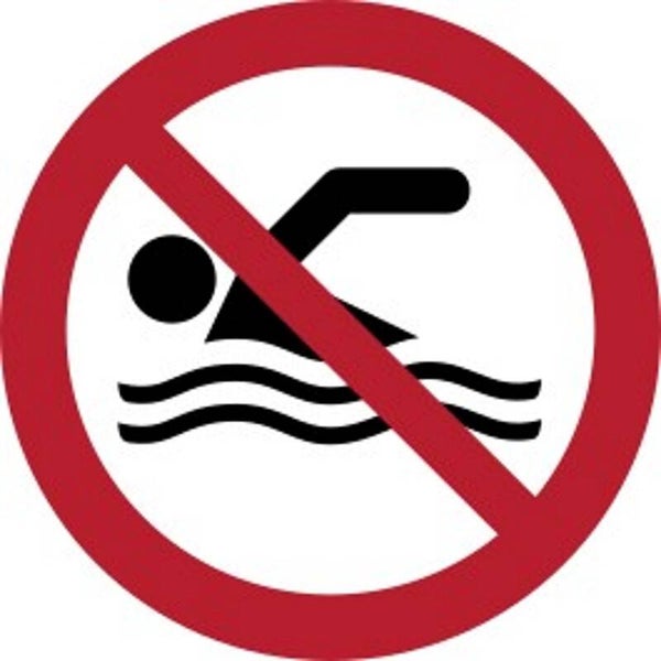 Aufkleber -  P049 Schwimmen verboten  - ISO DIN 7010 - Verbotszeichen - versch. Größen