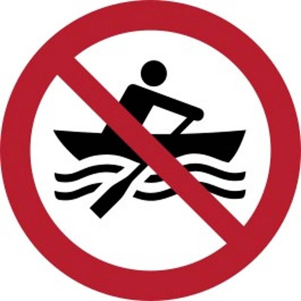 Aufkleber -  P055 Muskelbetriebene Boote verboten  - ISO DIN 7010 - Verbotszeichen - versch. Größen