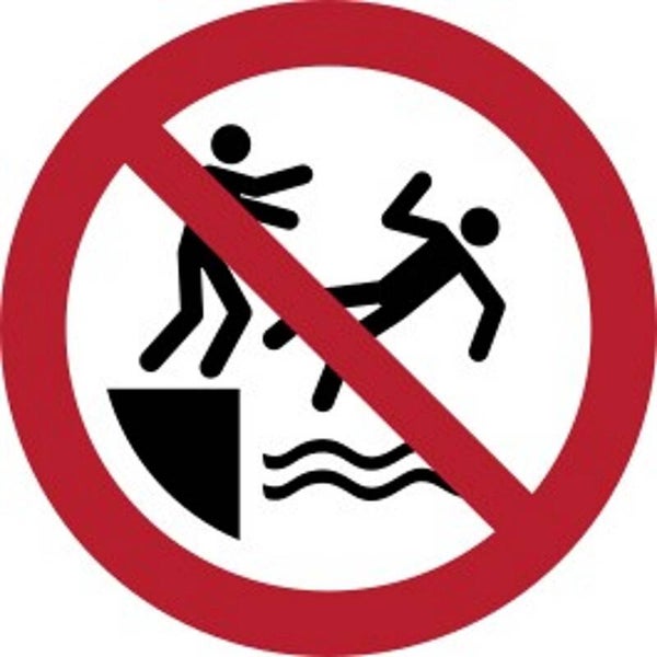Aufkleber -  P062 In das Wasser schubsen verboten  - ISO DIN 7010 - Verbotszeichen - versch. Größen