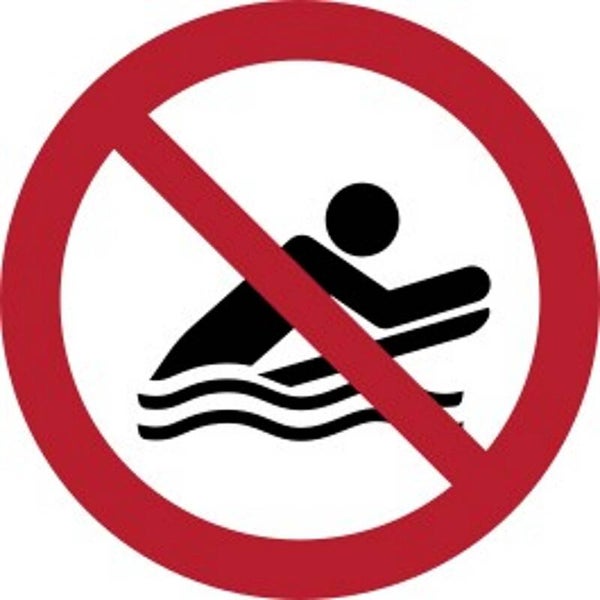 Aufkleber -  P063 Body Boarding verboten  - ISO DIN 7010 - Verbotszeichen - versch. Größen