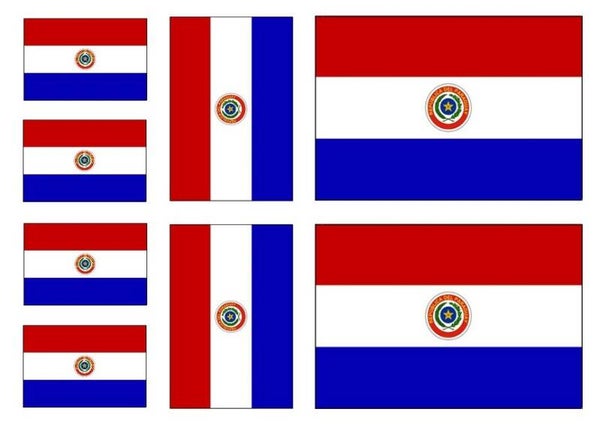 Aufkleber - Sticker - Paraguay  Flagge - Set - 8 Stück - versch. Größen