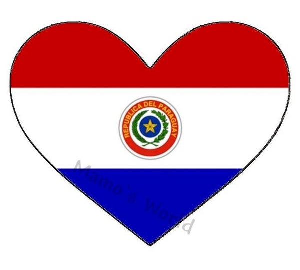 Aufkleber - Flagge - Paraguay - Herzform - versch. Größen