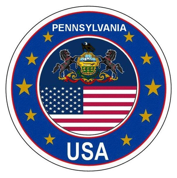 Aufkleber - Bundesstaaten USA - Pennsylvania  - Rund - versch. Größe