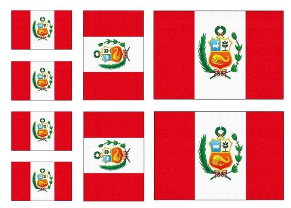 Aufkleber - Sticker - Peru  Flagge - Set - 8 Stück - versch. Größen