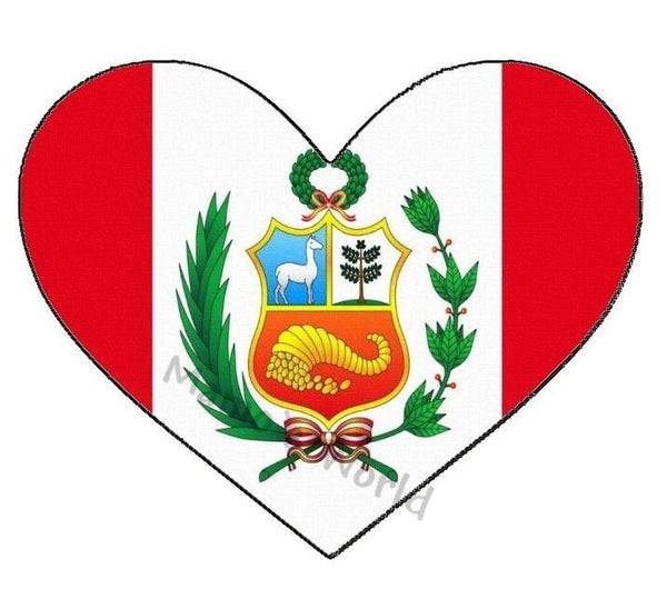 Aufkleber - Flagge - Peru - Herzform - versch. Größen