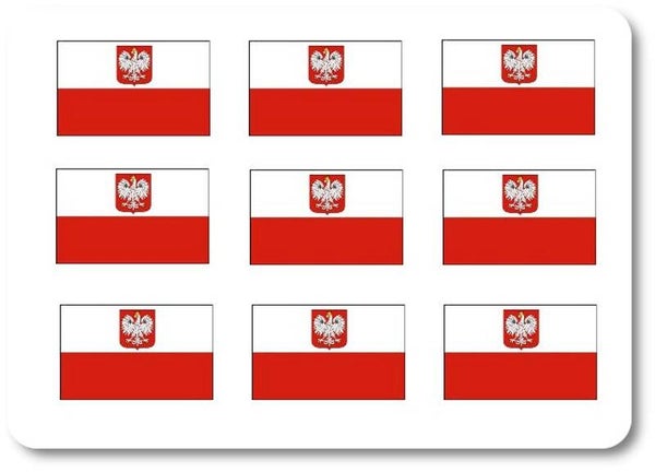 Aufkleber - Sticker - Polen Flagge - Set - 18 Stück - 25x15 mm