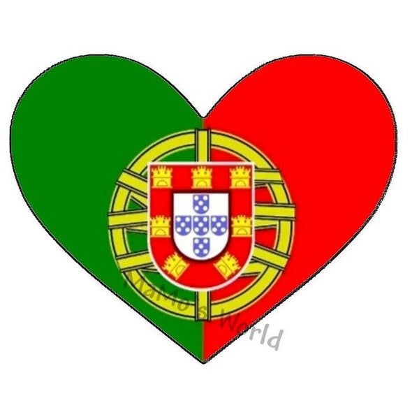Aufkleber - Flagge - Portugal - Herzform - versch. Größen
