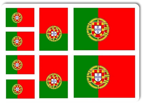 Aufkleber - Sticker - Portugal Flagge - Set - 8 Stück - versch. Größen
