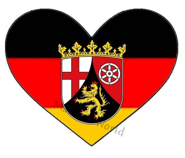 Aufkleber - Flagge - Rheinland Pfalz - Herzform - versch. Größen