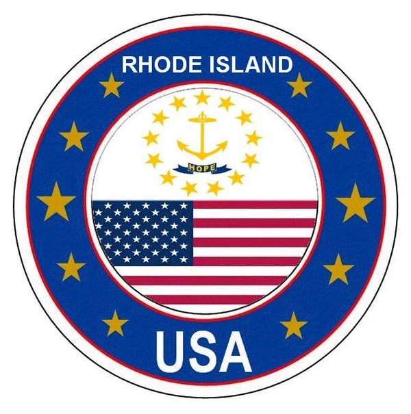 Aufkleber - Bundesstaaten USA - Rhode Island  - Rund - versch. Größe