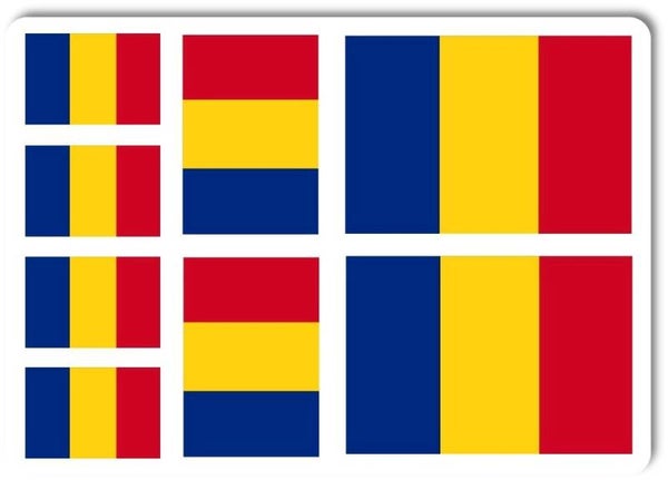 Aufkleber - Sticker - Rumänien Flagge - Set - 8 Stück - versch. Größen
