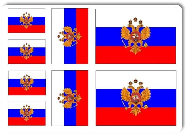 Aufkleber - Sticker - Russland Flagge - Set - 8 Stück - versch. Größen