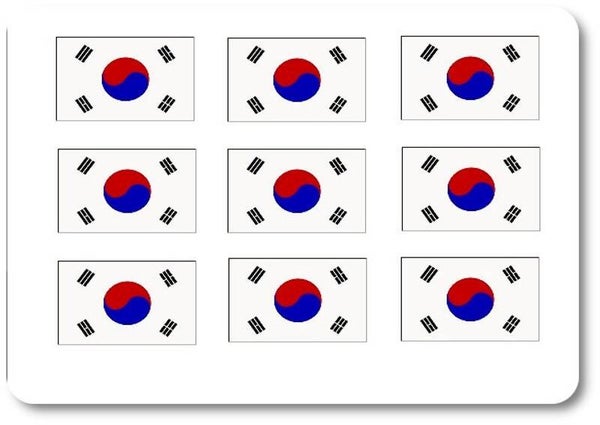 Aufkleber - Sticker -  Südkorea  Flagge - Set - 18 Stück - 25x15
