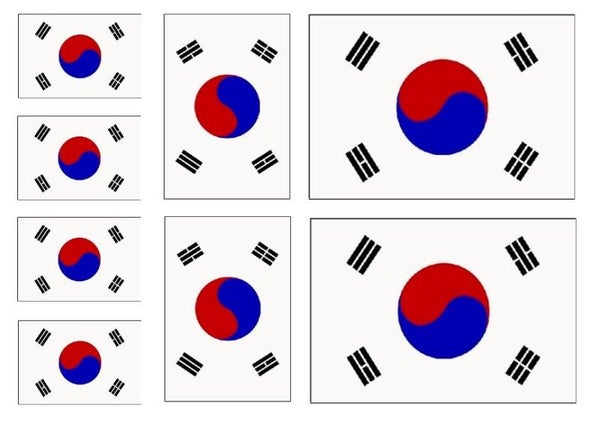 Aufkleber - Sticker -  Südkorea  Flagge - Set - 8 Stück - versch. Größen