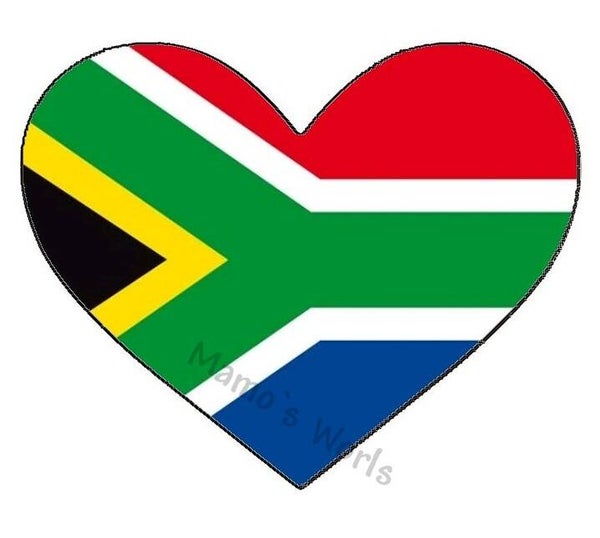 Aufkleber - Flagge - Südafrika - Herzform - versch. Größen
