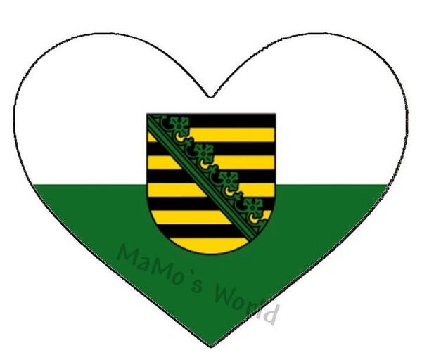 Aufkleber - Flagge - Sachsen - Herzform - versch. Größen
