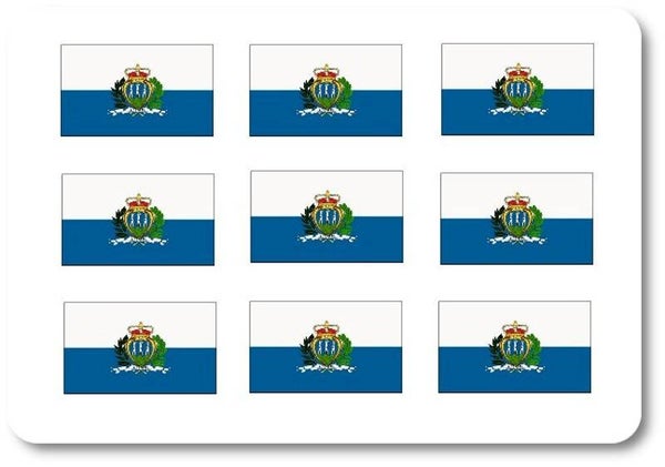 Aufkleber - Sticker - San Marino Flagge - Set - 18 Stück - 25x15 mm