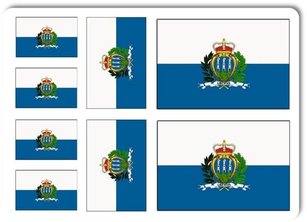 Aufkleber - Sticker - San Marino Flagge - Set - 8 Stück - versch. Größen