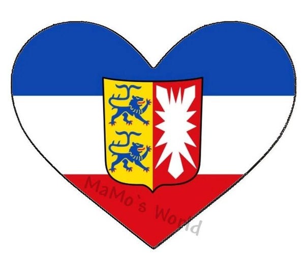 Aufkleber - Flagge - Schleswig Holstein - Herzform - versch. Größen