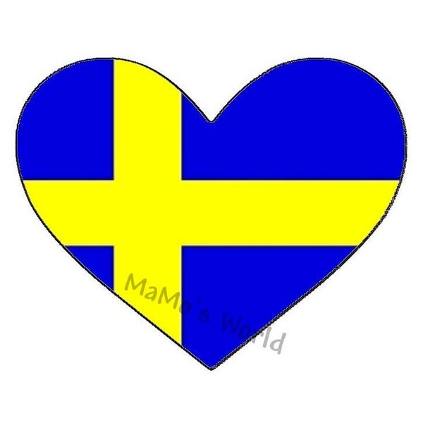 Aufkleber - Flagge - Schweden - Herzform - versch. Größen