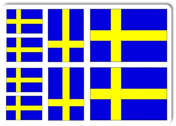 Aufkleber - Sticker - Schweden Flagge - Set - 8 Stück - versch. Größen