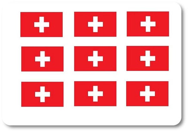 Aufkleber - Sticker - Schweiz Flagge - Set - 18 Stück - 25x15 mm