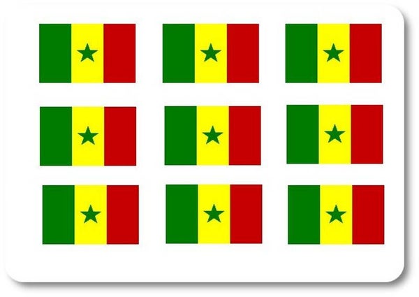 Aufkleber - Sticker - Senegal  Flagge - Set - 18 Stück - 25x15