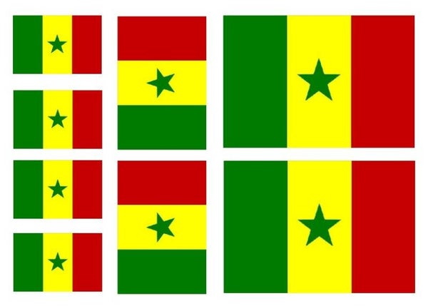 Aufkleber - Sticker - Senegal  Flagge - Set - 8 Stück - versch. Größen