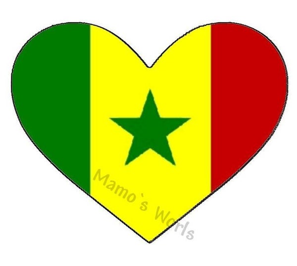 Aufkleber - Flagge - Senegal - Herzform - versch. Größen
