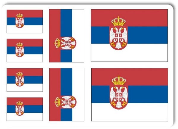 Aufkleber - Sticker - Serbien Flagge - Set - 8 Stück - versch. Größen