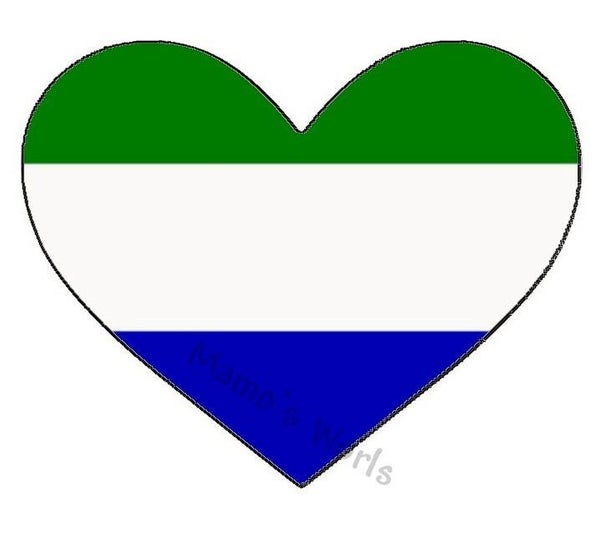 Aufkleber - Flagge - Sierra Leone - Herzform - versch. Größen