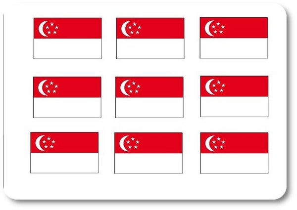 Aufkleber - Sticker -  Singapur  Flagge - Set - 18 Stück - 25x15