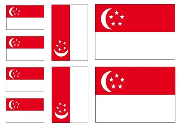 Aufkleber - Sticker -  Singapur  Flagge - Set - 8 Stück - versch. Größen