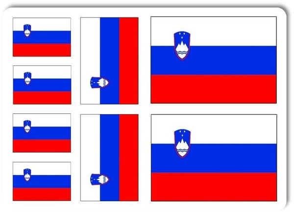 Aufkleber - Sticker - Slowenien Flagge - Set - 8 Stück - versch. Größen
