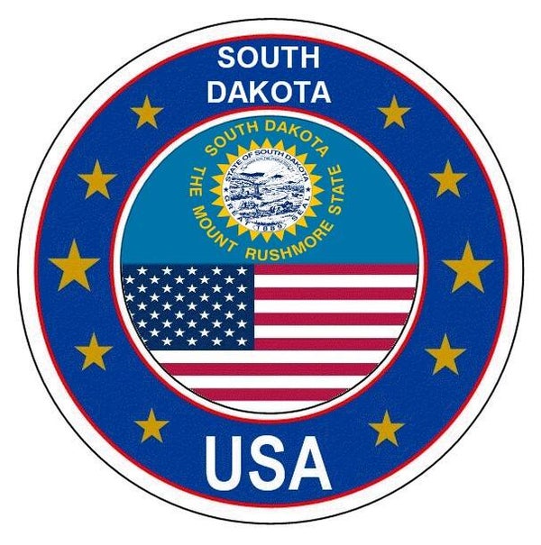 Aufkleber - Bundesstaaten USA - South Dakota  - Rund - versch. Größe