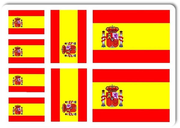 Aufkleber - Sticker - Spanien Flagge - Set - 8 Stück - versch. Größen