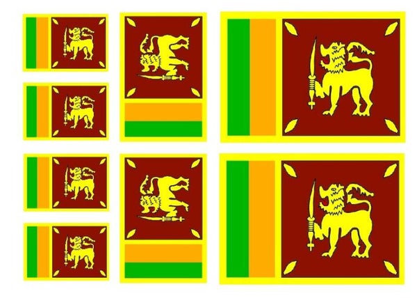 Aufkleber - Sticker -  Sri Lanka  Flagge - Set - 8 Stück - versch. Größen