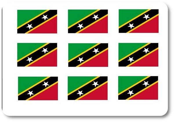 Aufkleber - Sticker - St Kitts & Nevis Flagge - Set - 18 Stück - 25x15