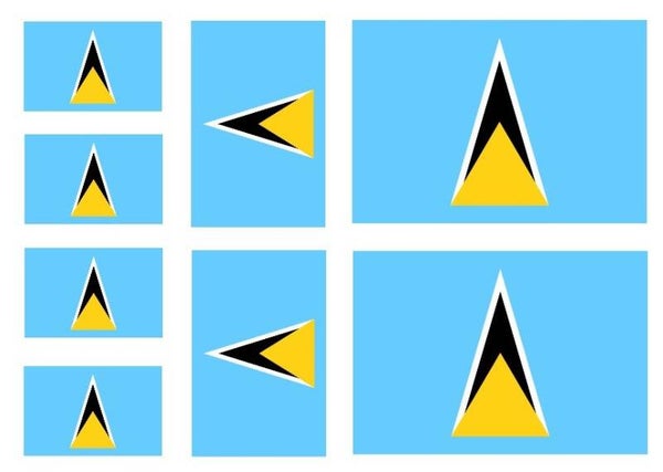 Aufkleber - Sticker - St Lucia  Flagge - Set - 8 Stück - versch. Größen