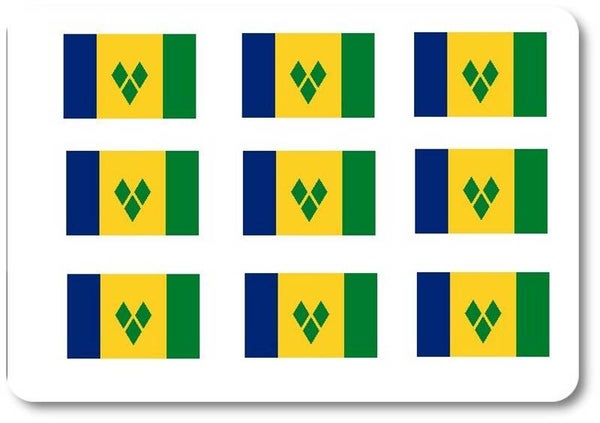 Aufkleber - Sticker - St Vincent Flagge - Set - 18 Stück - 25x15