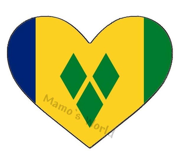 Aufkleber - Flagge - St. Vincent - Herzform - versch. Größen