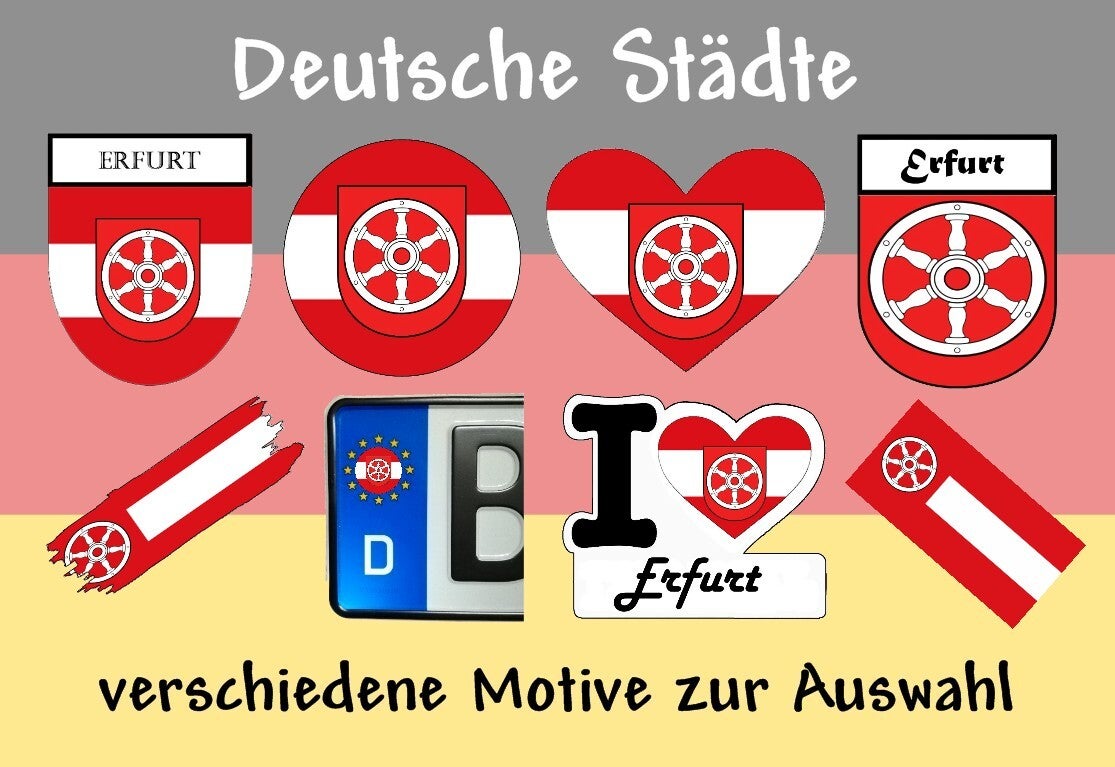 Aufkleber - Flagge,Wappen- Stadt - Erfurt - versch. Motive