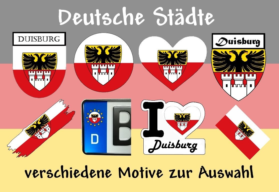 Aufkleber - Flagge,Wappen- Stadt - Duisburg - versch. Motive