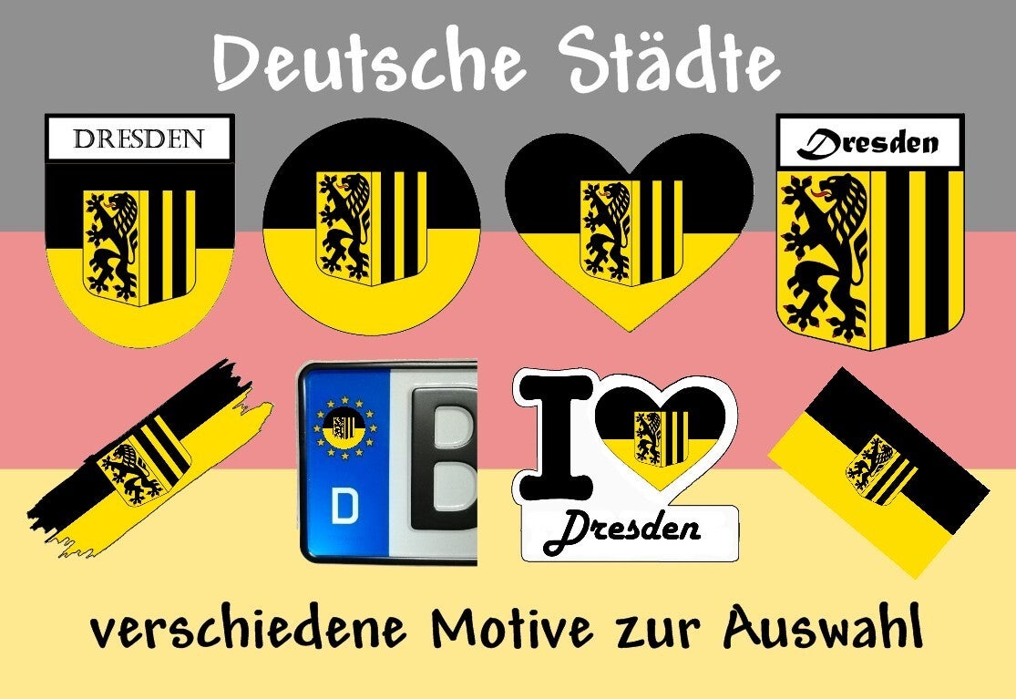 Aufkleber - Flagge,Wappen- Stadt - Dresden - versch. Motive