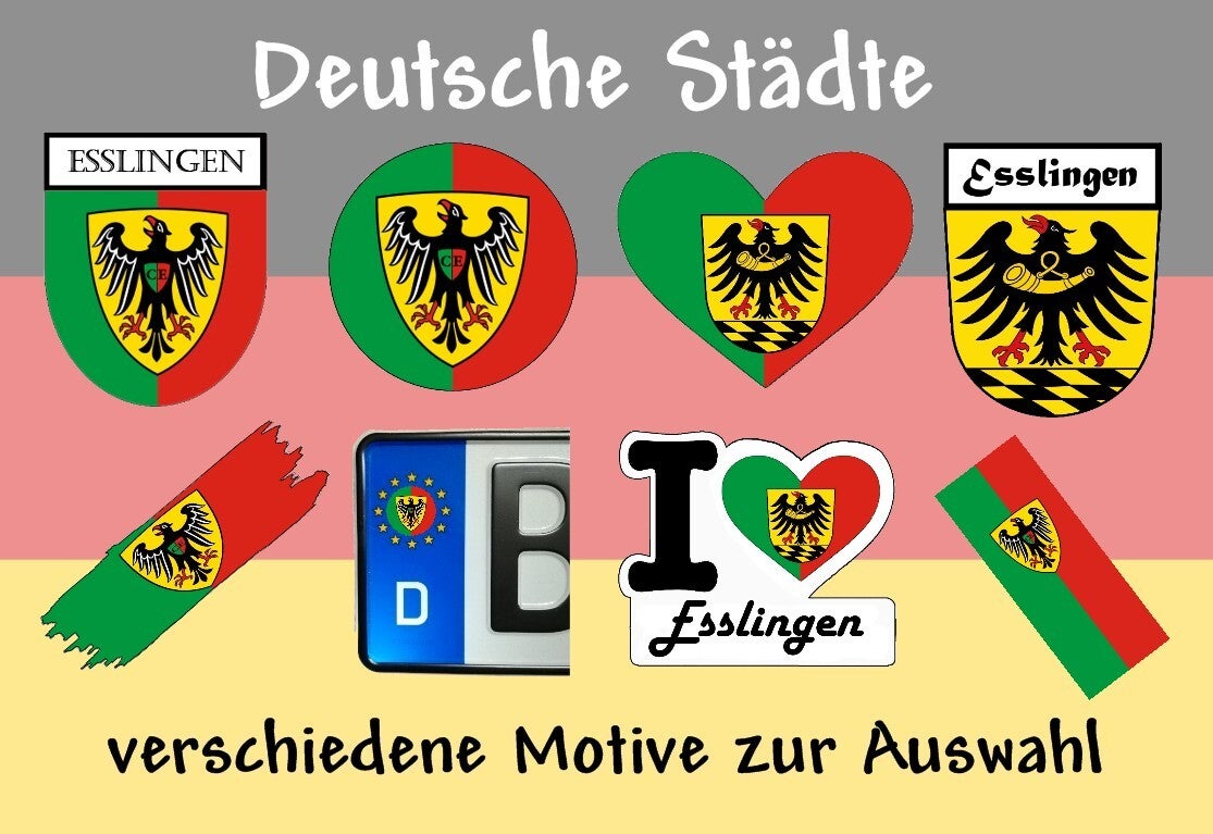 Aufkleber - Flagge,Wappen- Stadt - Esslingen - versch. Motive