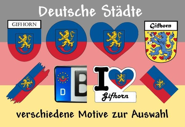 Aufkleber - Flagge,Wappen- Stadt - Gifhorn - versch. Motive